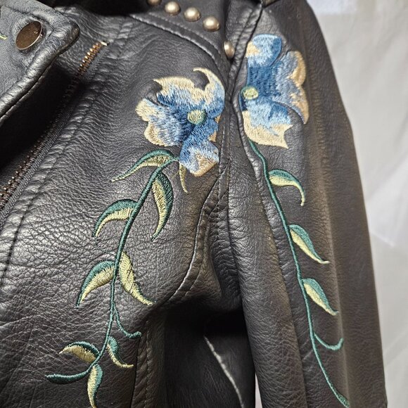 Faux Leather Jacket With Embroidery - Picture 6 of 16